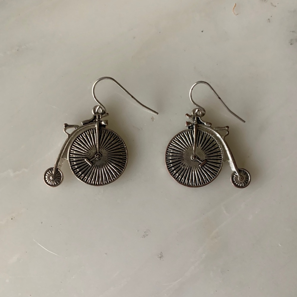 Vintage Silver Bicycle Earrings